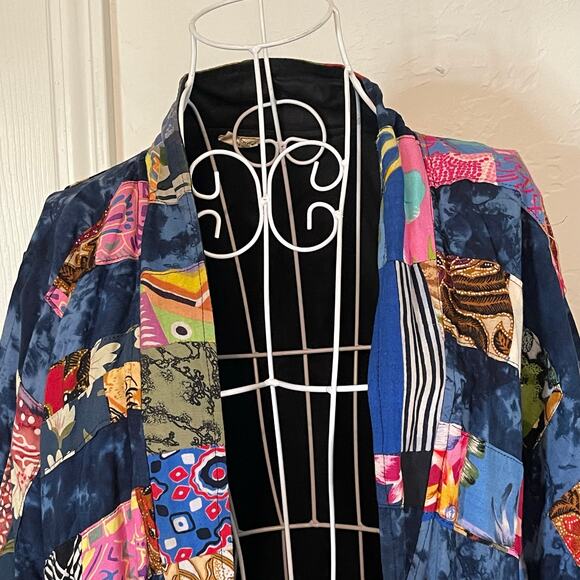 VTG Nativewear Designs Oversized Bohemian Lagenlook Quilted Jacket M Patchwork - Picture 3 of 12